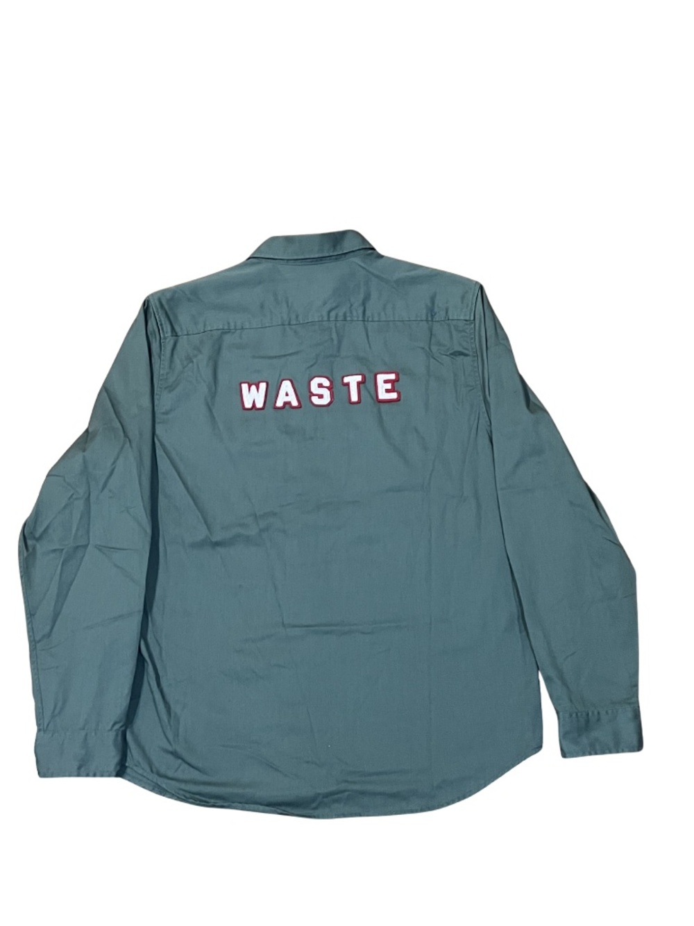 Supreme NY Waste Work Shirt Green Large Logo Button Up Long Sleeve FW17 Men's